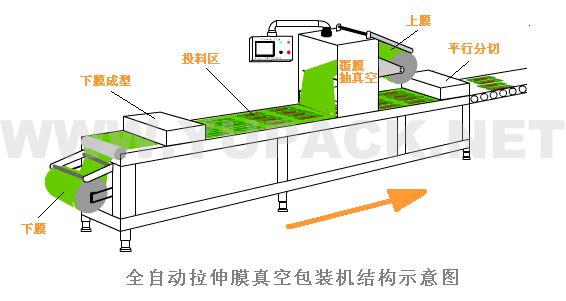 全自动拉伸真空包装机工作图